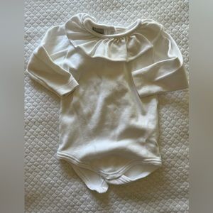 White Babidu ruffle collar bodysuit